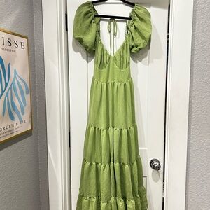 Princess Polly Green Ruched Maxi Dress